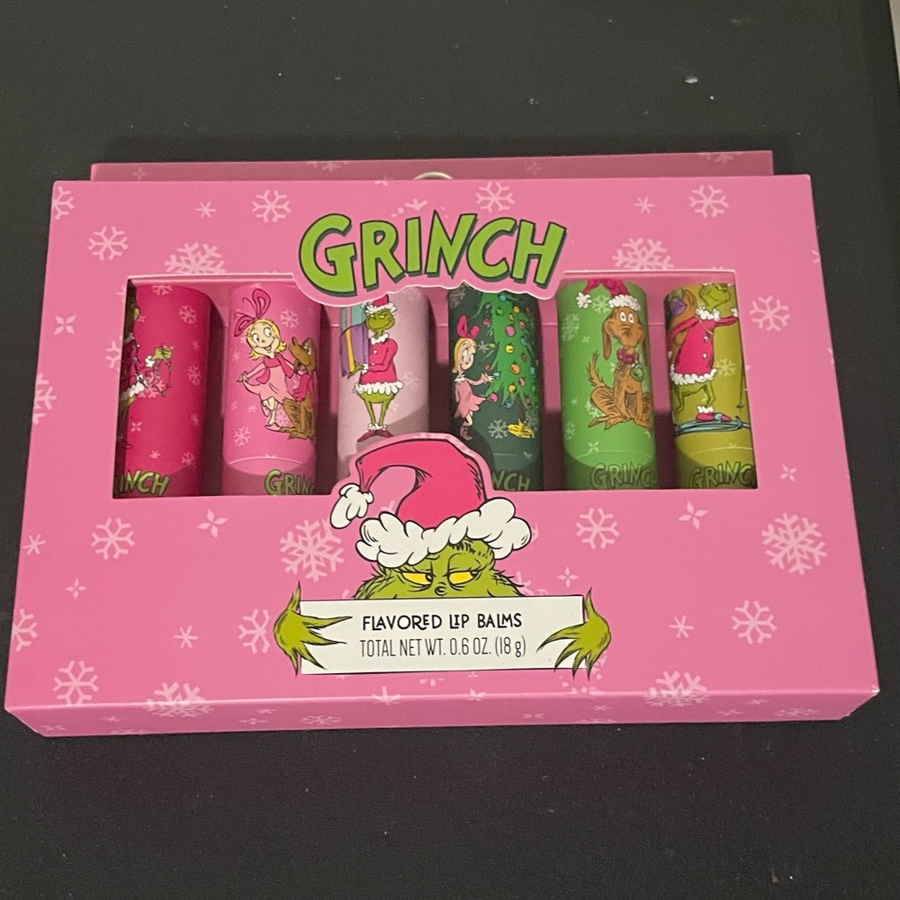 Grinch Flavored Lip Balms Set - Pink, Green, Red